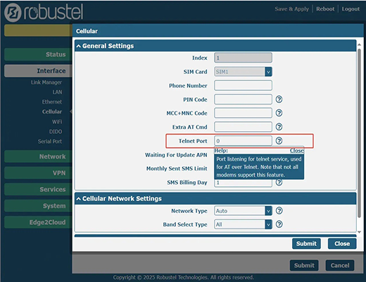 This is where the power of AT over Telnet comes in. It’s a feature that allows you to manage a router's cellular module remotely. You can do this by using a Telnet client to connect to the router's AT port and send commands as if you were sitting right in