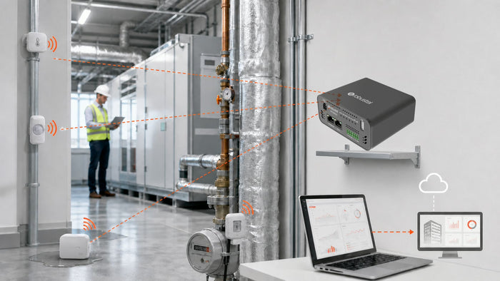 Robustel R1520LG and representative LoRaWAN sensors in a building mechanical room proof of concept