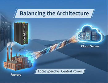 A conceptual illustration showing the balance between local edge device processing and centralized cloud computing power.