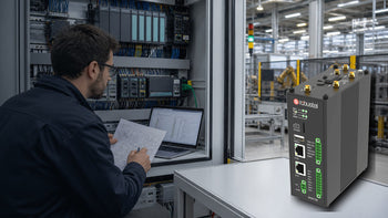 Engineer scoping PLC data collection before selecting a Robustel EG5120 edge gateway