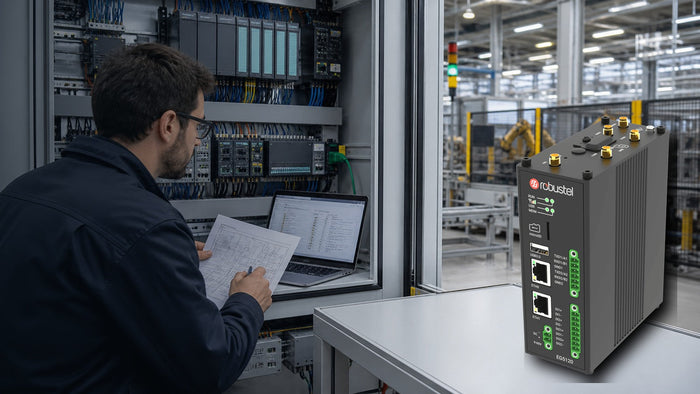 Engineer scoping PLC data collection before selecting a Robustel EG5120 edge gateway