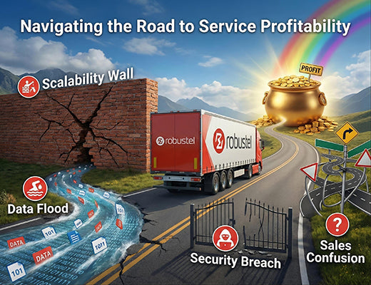 A roadmap graphic illustrating the 5 common pitfalls of launching managed equipment services and how to navigate around them.