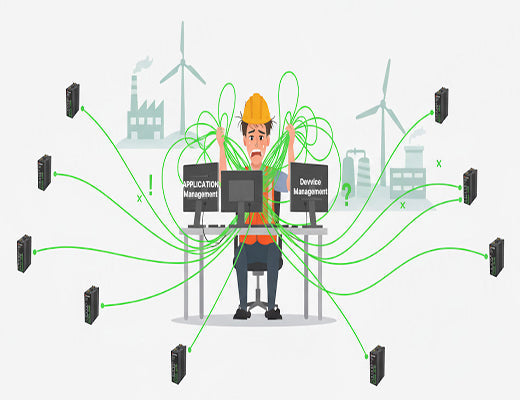 An engineer overwhelmed by the complexity of manually managing both the application and hardware layers of a large, distributed fleet of industrial edge gateways.