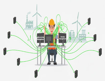 An engineer overwhelmed by the complexity of manually managing both the application and hardware layers of a large, distributed fleet of industrial edge gateways.