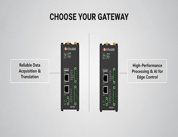 An image comparing the Robustel EG5100 and EG5120 edge gateways for different levels of CNC router data acquisition and edge control needs.