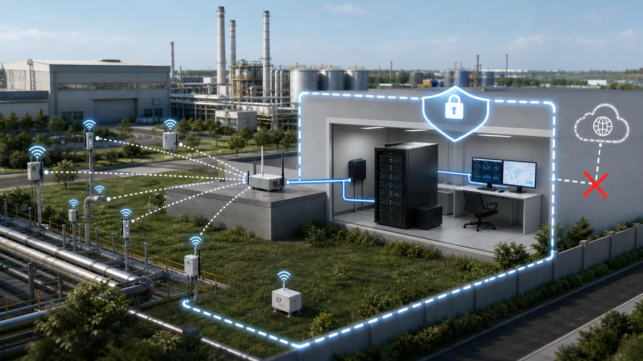 Private LoRaWAN sensors connected to a secure on-premises network server